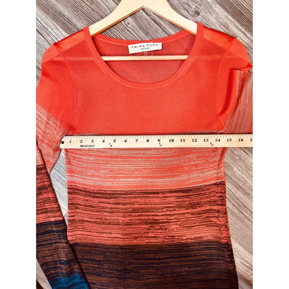 Trina Turk Womens‎ Orange Ombre Stripe Long Sleeve Knit Sheath Dress Size M - Picture 7 of 8